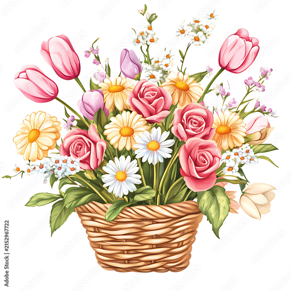 Obraz premium Elegant floral arrangement isolated on a white background, perfect for advertising
