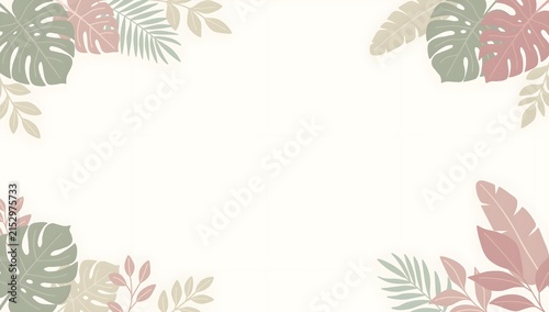 Pastel Tropical Leaves Frame Background