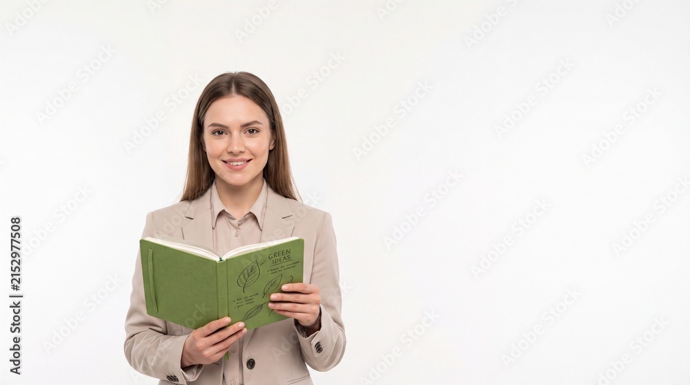 Obraz premium Young woman reading book for education, learning and personal development