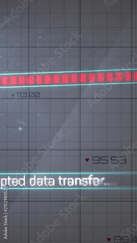 Animation of red lines recording and data processing over grid