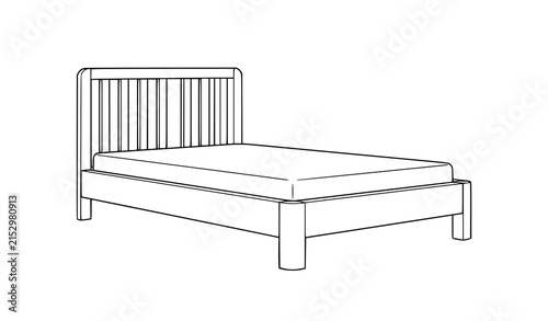Minimalist children’s wooden bed frame Tulum style outline vector illustration