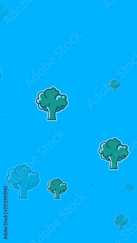 Animation of multiple broccoli icons on blue background