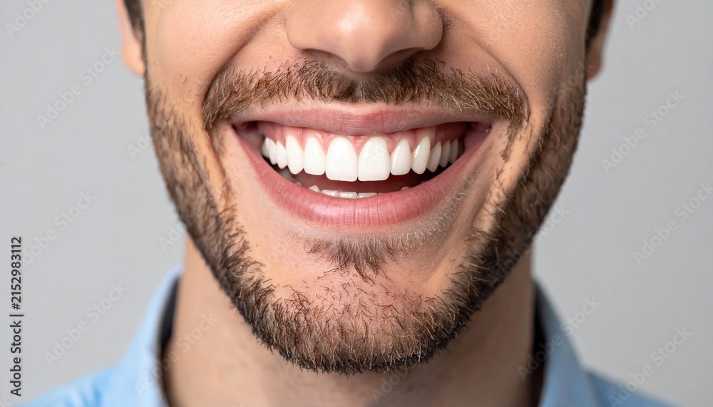 Fototapeta premium Smiling man with white healthy teeth