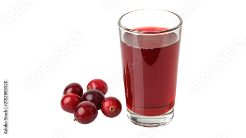 Fotografie Glass of fresh red grape juice with whole berries isolated on transparent backgr