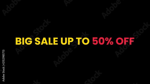 Big Sale Up To 50 Percent Off Animated Typography Motion Graphics Banner