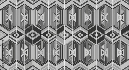 Intricate black and white vertical geometric pattern