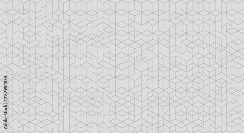 Minimalist gray line art isometric grid pattern