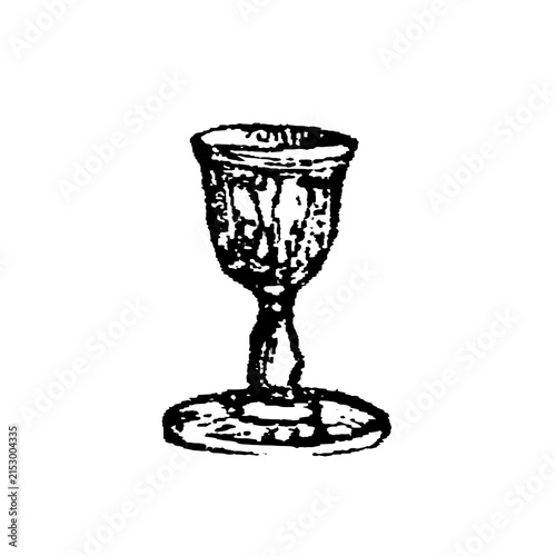 Intricately designed goblet with ornate stem and base, old vintage illustration, 1897.