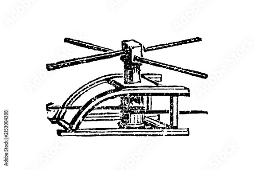 Mechanical capstan with vertical shaft, gears, and lever arms, old vintage illustration, 1897.