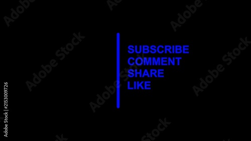 animated subscribe like comment share button animation. Animated YouTube Subscribe like share comment Button alpha channel.