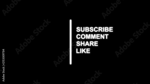 animated subscribe like comment share button animation. Animated YouTube Subscribe like share comment Button alpha channel.