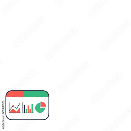 A simple icon showing various business data charts and graphs