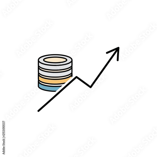A simple illustration showing a rising trend with stacked coins