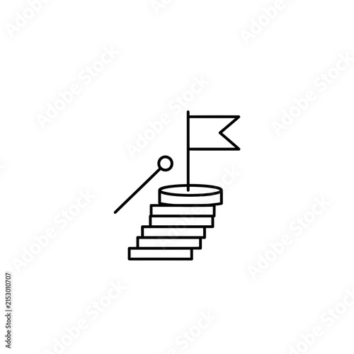 A simple line icon showing a flag on a stack