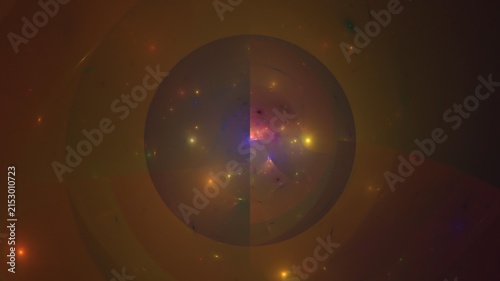 Illustration created as a 3D render without generative AI, abstract futuristic energy burst and geometric cosmic light background