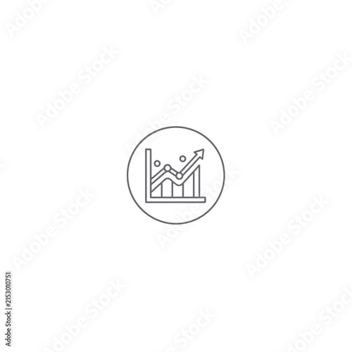 A simple line icon showing a rising financial growth chart graph