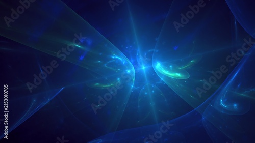 Illustration created as a 3D render without generative AI, abstract futuristic energy burst and geometric cosmic light background