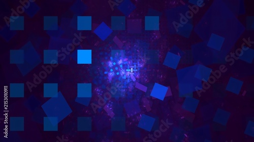 Illustration created as a 3D render without generative AI, abstract futuristic energy burst and geometric cosmic light background