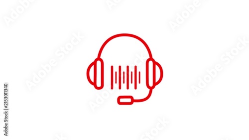 abstract nimated Headphone Icon Seamless Music & Sound Wave Loop Motion Graphic. 4k Motion graphic animation.