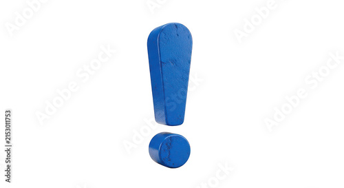 Blue 3d exclamation mark symbol isolated on white isolated on transparent background