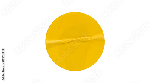 Circle yellow paper cutout isolated on white background with geometry isolated background minimalist creative