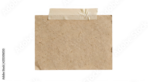 Paper note attached with adhesive tape on white background adhesive textured isolated background stationery