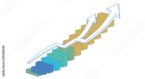Growth Progression Chart with Rising Arrow - Success and Improvement