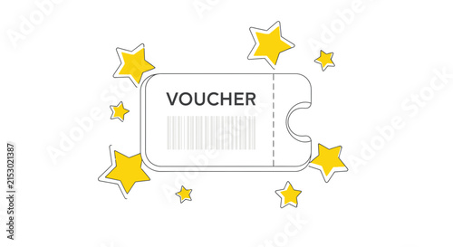 Gift Voucher with Stars, Discount Offer, Reward and Promotion Concept