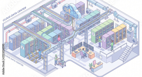 Obraz w ramie isometric data center