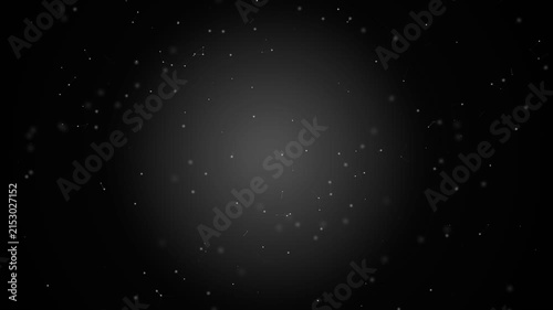 Abstract Motion Background Featuring Floating Glowing Particles in Dark Space.