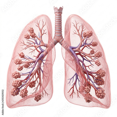 Human Lungs Anatomy - Alveoli and Bronchial Tree