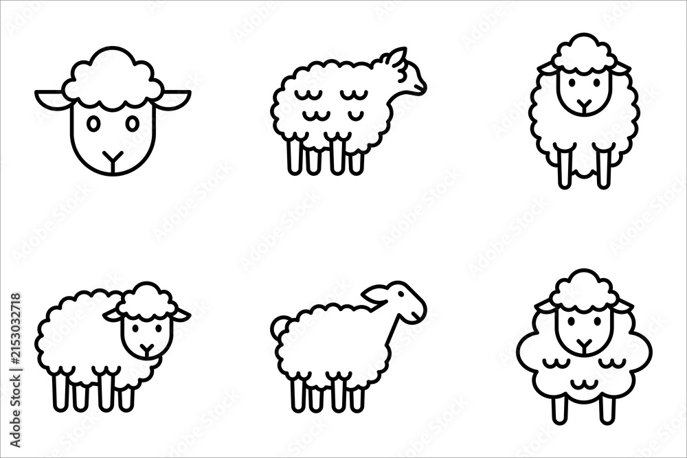 Obraz premium Sheep icon set, vector illustration on white background