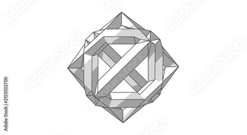 Intricate Geometric Structure, Abstract Polyhedral Design
