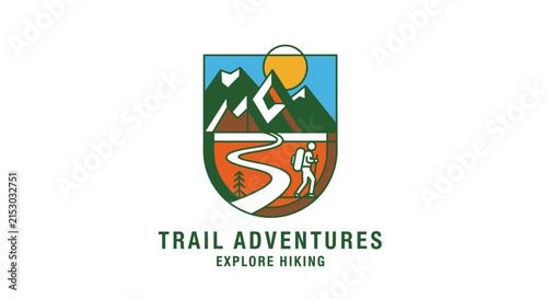 Mountain Trail Hike with Backpacker Silhouette Adventure