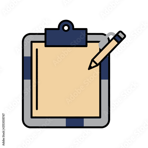 Clipboard with paper and pencil icon for business tasks and planning