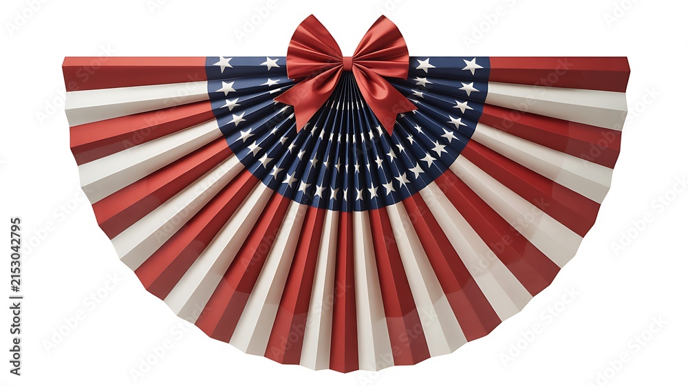 Obraz premium American patriotic bunting decoration with red white and blue colors isolated on a white background
