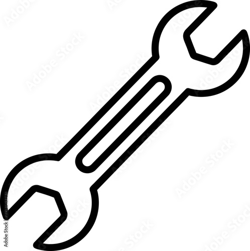 Simple line art illustration of a double-ended wrench, isolated on white background.