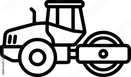 Road Roller Icon - Construction Vehicle Line Art