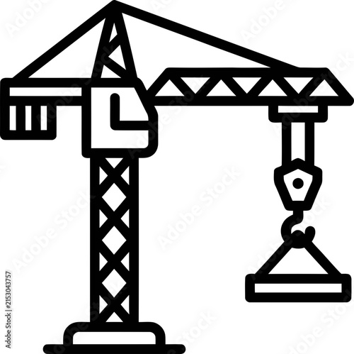 Construction Crane Lifting Load - Industrial Machinery Icon