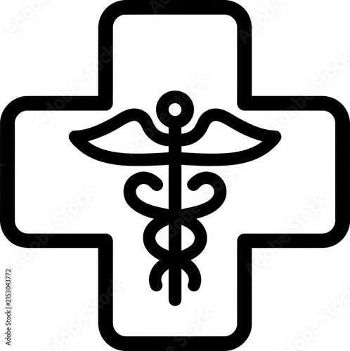 Medical Caduceus Symbol on a Cross Icon Vector