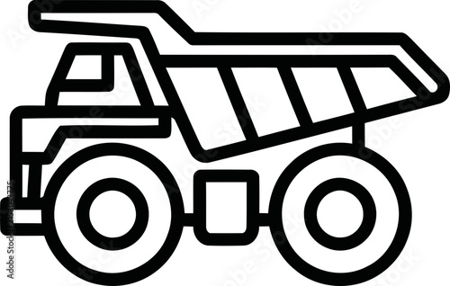 Heavy Duty Mining Dump Truck Icon - Industrial Vehicle Illustration