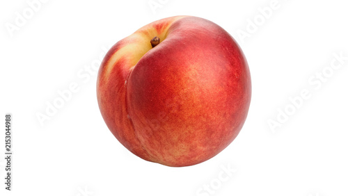 Bild auf Leinwand Whole ripe red peach nectarine fruit with smooth texture isolated on transparent