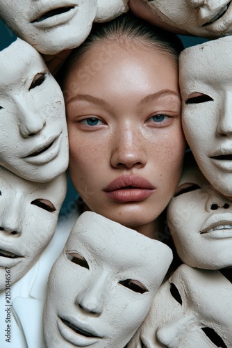 Faces Surrounded by Masks Art