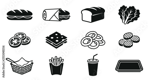 Set of Fast Food Icons Vector Illustration.