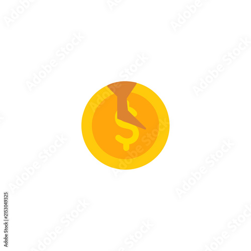 Cuadro en lienzo Broken money symbol representing bankruptcy, financial loss, debt, and economic decline