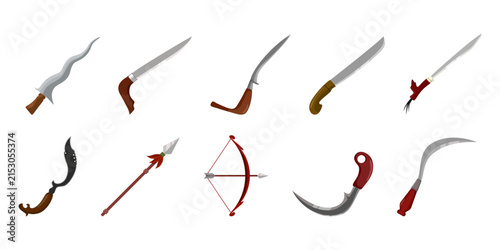Set of traditional indonesian weapons vector illustration