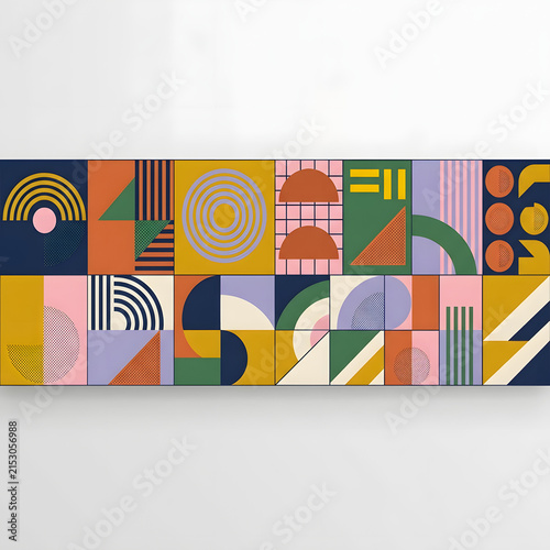 Abstract geometric pattern with colorful shapes and lines