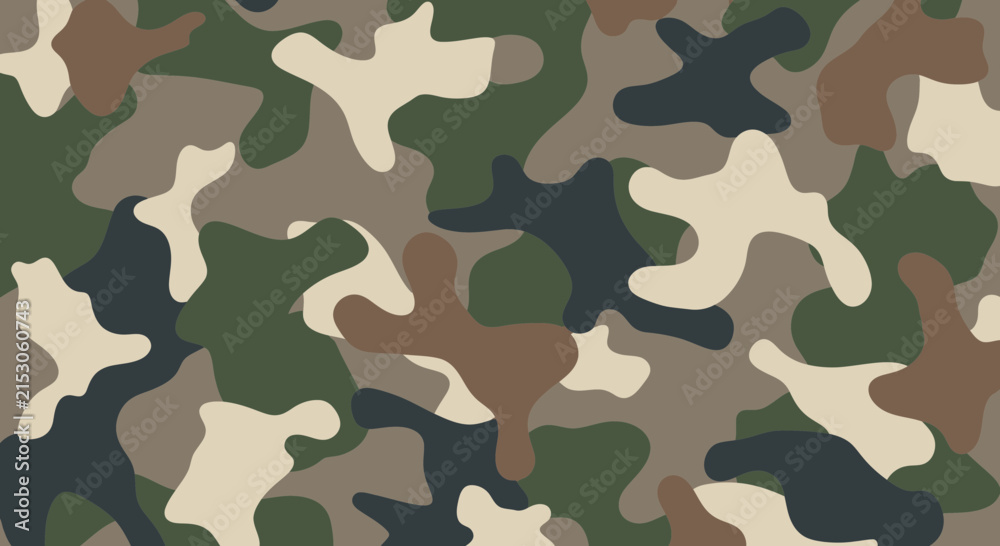 Fototapeta premium Camouflage Pattern: Military, Woodland, Desert, Army, Khaki, Green, Brown, Beige