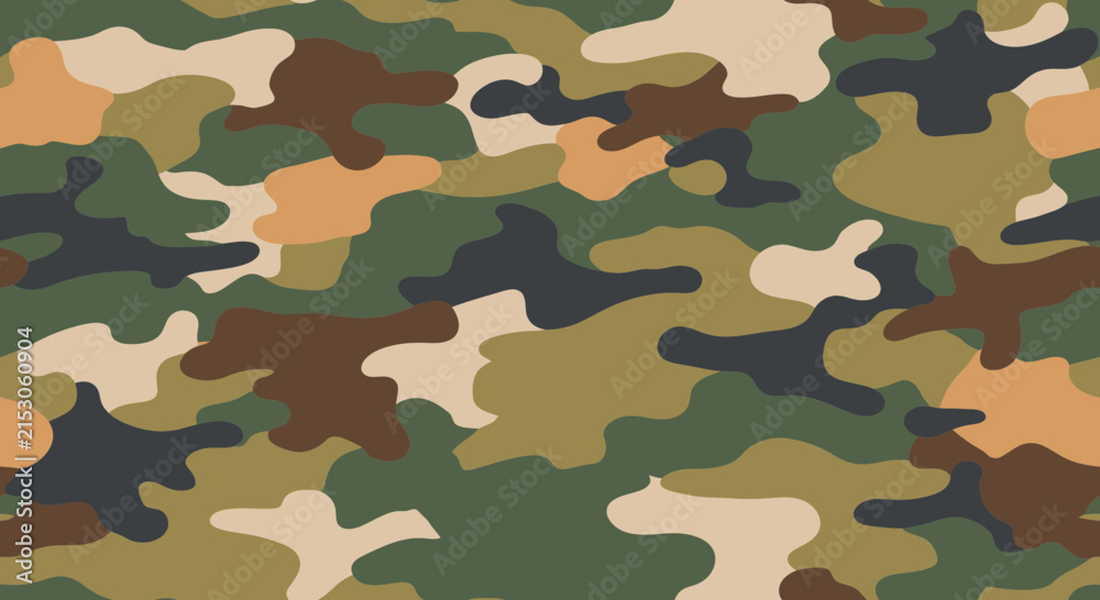 Fototapeta premium Camouflage pattern in earth tones, military style, desert colors, abstract design