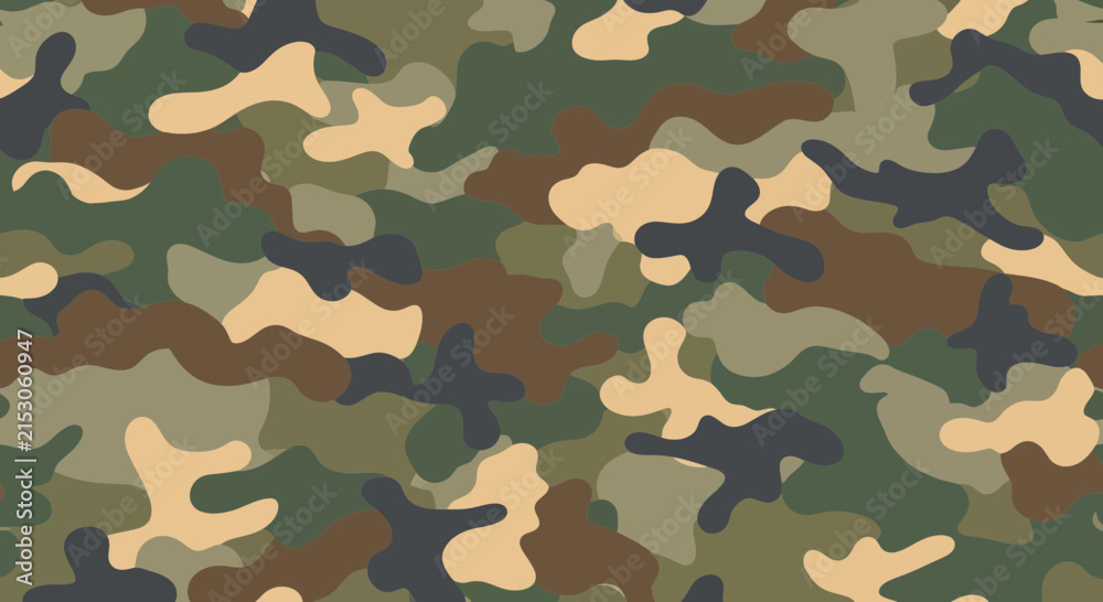 Fototapeta premium Woodland Camouflage Pattern - Military Texture Background